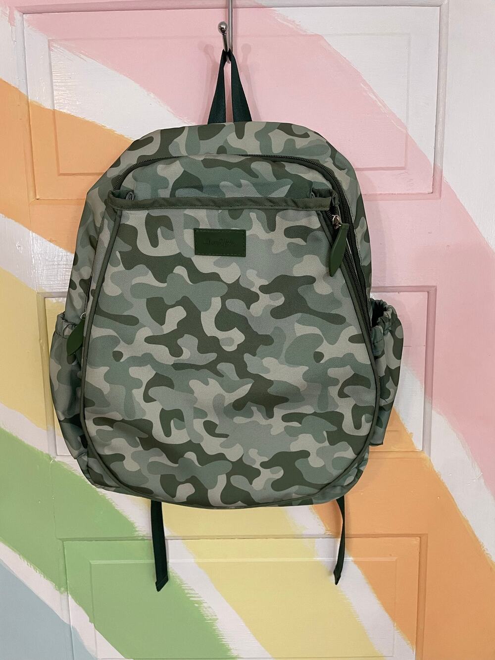 Ame & Lulu Game On Backpack Green Camouflage Tennis Racquet Bag